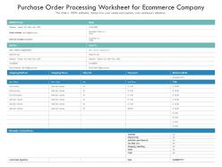 Purchase order processing worksheet for ecommerce company