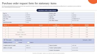 Purchase Order Request Form For Stationary Items