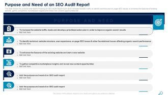 Purpose and need of an seo audit report ppt professional template