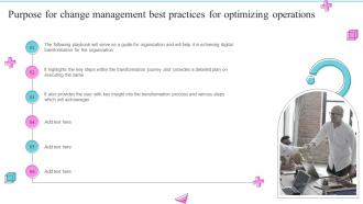 Purpose For Change Management Best Practices For Change Management Best Practices For Optimizing Operations