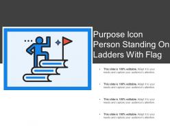 Purpose icon person standing on ladders with flag
