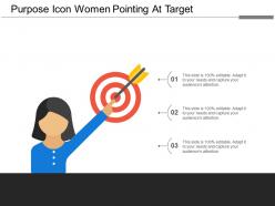 Purpose icon women pointing at target