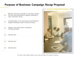 Purpose of business campaign recap proposal ppt powerpoint presentation visual aids ideas