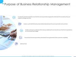 Purpose of business relationship management ppt powerpoint presentation pictures