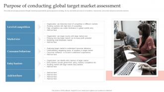 Purpose Of Conducting Global Target Market Assessment Global Expansion Strategy To Enter Into Foreign