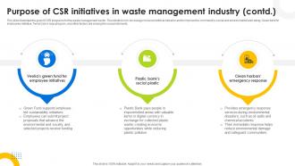 Purpose Of CSR Initiatives In Waste Management Industry Hazardous Waste Management IR SS V Ideas Captivating