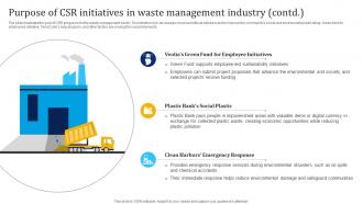 Purpose Of Csr Initiatives In Waste Management Industry Waste Management Industry IR SS Adaptable Compatible