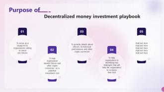 Purpose Of Decentralized Money Investment Playbook Decentralized Money Investment Playbook