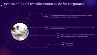 Purpose Of Digital Transformation Guide For Corporates Digital Transformation Guide For Corporates