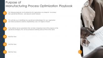 Purpose Of Manufacturing Process Optimization Playbook