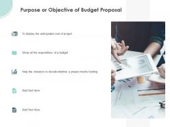 Purpose or objective of budget proposal ppt powerpoint presentation gallery aids