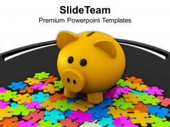 Puzzle and piggy bank business solution powerpoint templates ppt themes and graphics 0213
