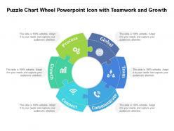 Puzzle chart wheel powerpoint icon with teamwork and growth