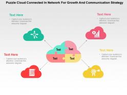 Puzzle cloud connected in network for growth and communication strategy flat ppt design