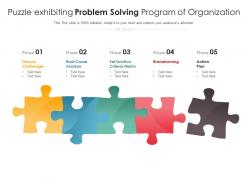 Puzzle exhibiting problem solving program of organization