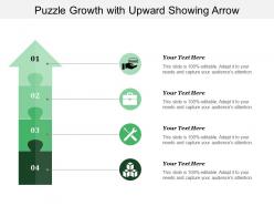 Puzzle growth with upward showing arrow