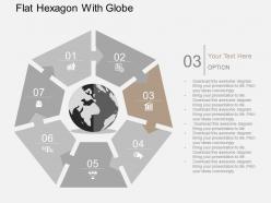 Puzzle heptagon with globe and icons flat powerpoint design