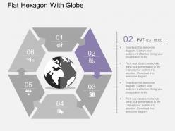 Puzzle hexagon with globe and icons flat powerpoint design