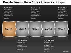 Puzzle linear flow sales process 5 stages best flowchart powerpoint slides