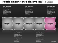 Puzzle linear flow sales process 5 stages best flowchart powerpoint slides