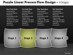 Puzzle linear process flow design 4 stages make charts powerpoint templates