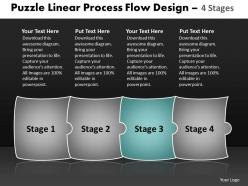 Puzzle linear process flow design 4 stages make charts powerpoint templates