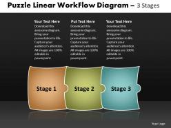 Puzzle Linear Workflow Diagram 3 Stages Best Chart Powerpoint Slides
