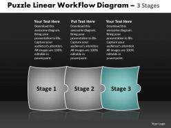 Puzzle linear workflow diagram 3 stages best chart powerpoint slides