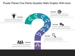Puzzle pieces five points question mark graphic with icons