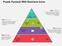 Puzzle pyramid with business icons flat powerpoint design