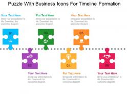 Puzzle with business icons for timeline formation flat powerpoint design