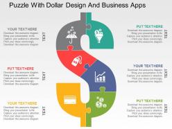 Puzzle with dollar design and business apps flat powerpoint design