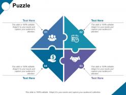 Puzzle with four icons ppt professional graphics tutorials