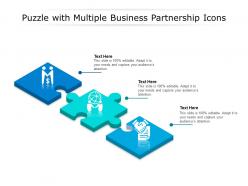 Puzzle with multiple business partnership icons