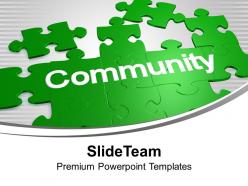 Puzzles forming word community solution powerpoint templates ppt backgrounds for slides 0113