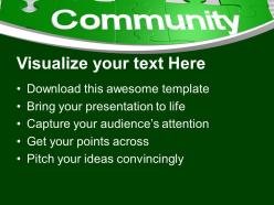 Puzzles forming word community solution powerpoint templates ppt backgrounds for slides 0113