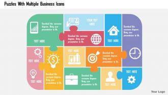 puzzles_with_multiple_business_icons_flat_powerpoint_design_Slide01