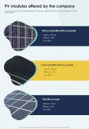 PV Modules Offered By The Company Solar Power System One Pager Sample Example Document
