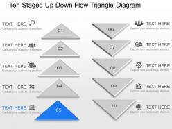 Pw ten staged up down flow triangle diagram powerpoint template