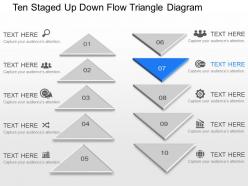 Pw ten staged up down flow triangle diagram powerpoint template