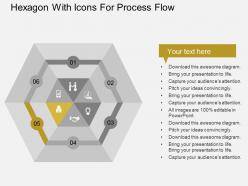 Px hexagon with icons for process flow flat powerpoint design
