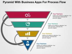 Pyramid with business apps for process flow flat powerpoint design