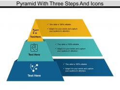Pyramid with three steps and icons
