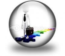Businessman standing on puzzles powerpoint icon c
