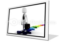 Businessman standing on puzzles powerpoint icon f