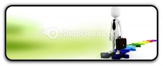 Businessman standing on puzzles powerpoint icon r