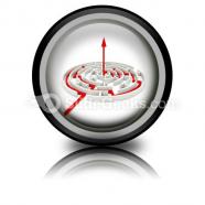 Red path across round labyrinth powerpoint icon cc