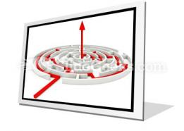 Red path across round labyrinth powerpoint icon f