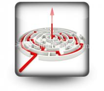 Red path across round labyrinth powerpoint icon s