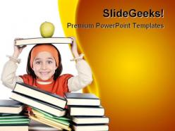 Adorable girl studying education powerpoint backgrounds and templates 1210